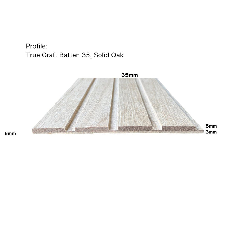 TrueCraft Batten 35 Solid Wood Panel - Batten 35 Solid Oak Flex