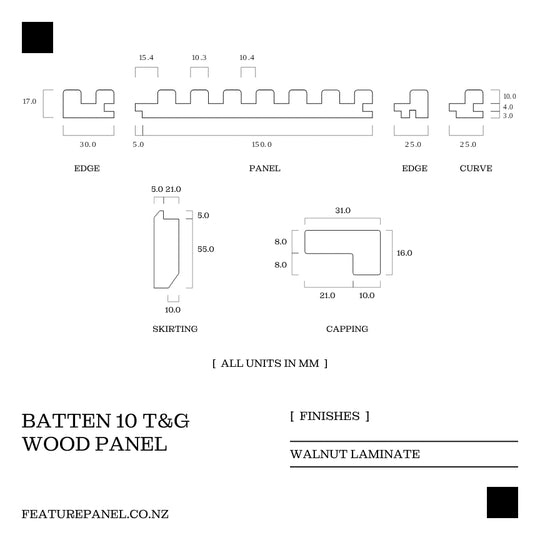 Batten Walnut T&G Wood Panel - Batten 10