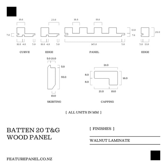 Batten Walnut T&G Wood Panel - Batten 20