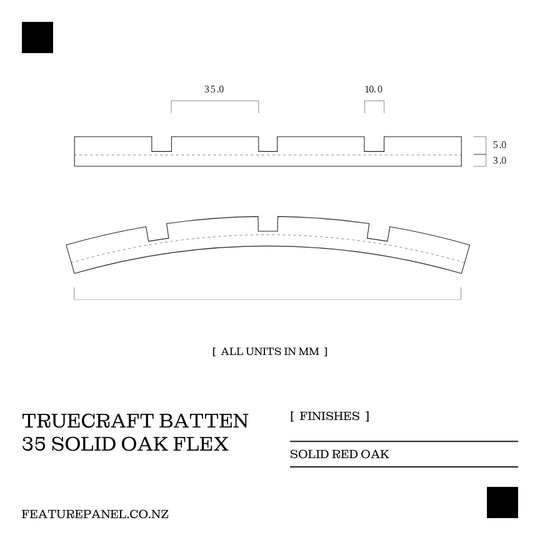 TrueCraft Batten 35 Solid Wood Panel - Batten 35 Solid Oak Flex