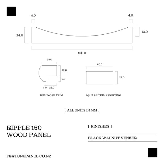 Ripple 150 Black Walnut Wood Panel - Ripple 150