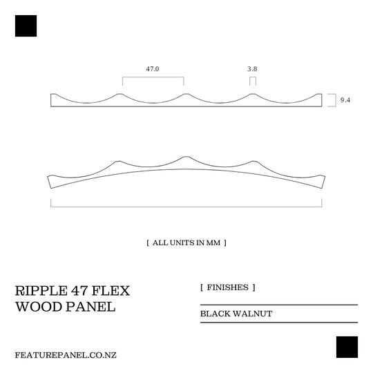 Ripple Flex Black Walnut Wood Panel - Ripple 47 Flex