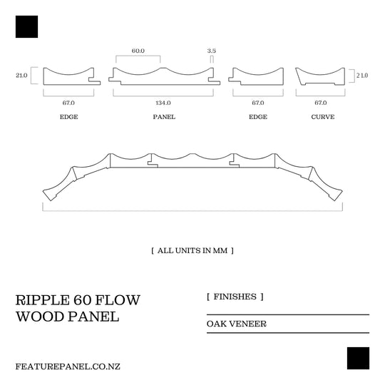 Ripple 60 Flow Oak Wood Panel - Ripple 60 Flow