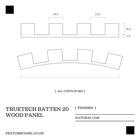 TrueTech Natural Oak Batten 20 Wood Panel - TrueTech Batten 20