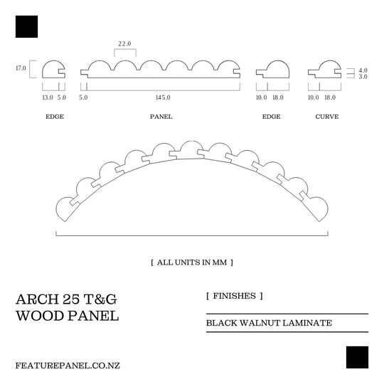 Arch Black Walnut T&G Wood Panel -  Arch 25