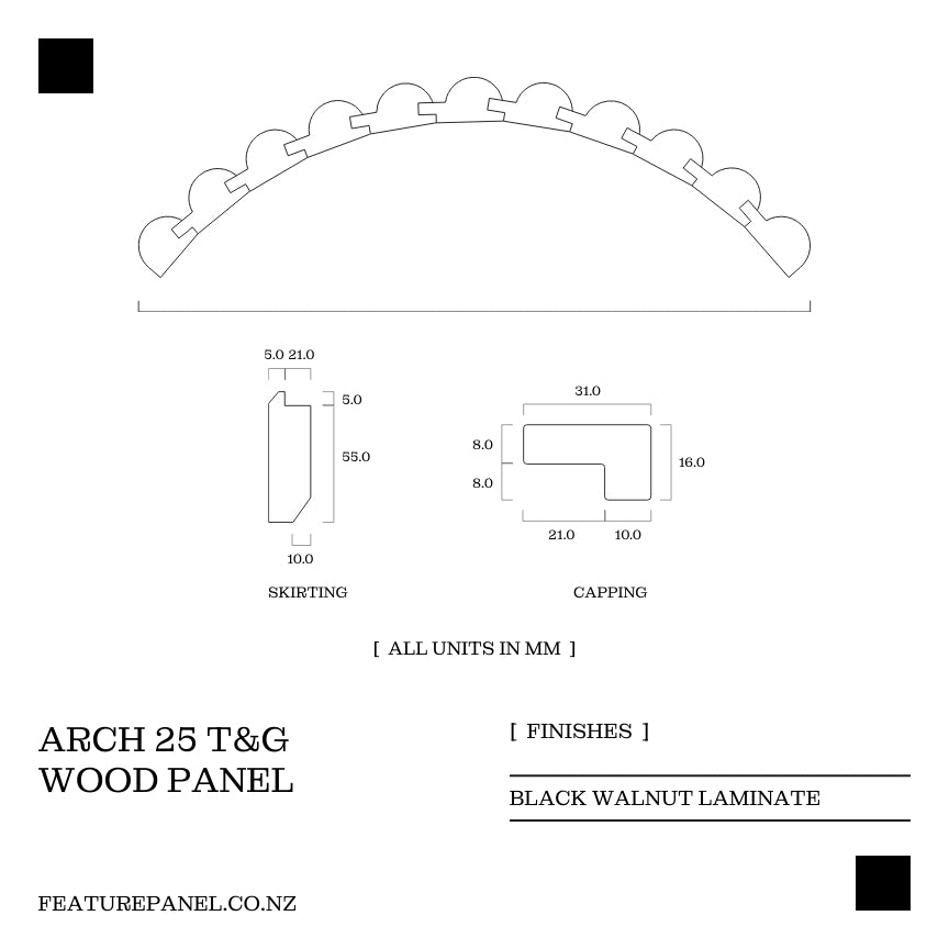 Arch Black Walnut T&G Wood Panel -  Arch 25