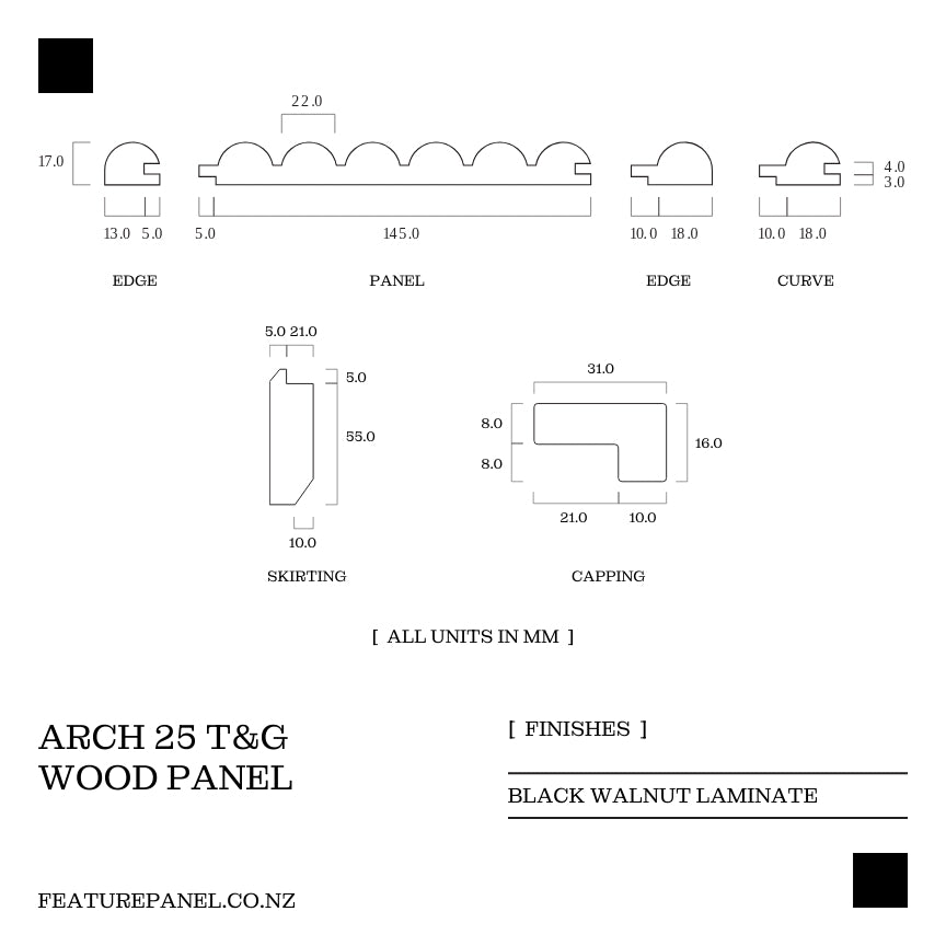 Arch Black Walnut T&G Wood Panel -  Arch 25