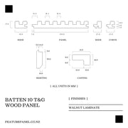 Batten Walnut T&G Wood Panel -  Batten 10