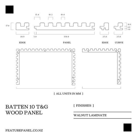 Batten Walnut T&G Wood Panel -  Batten 10