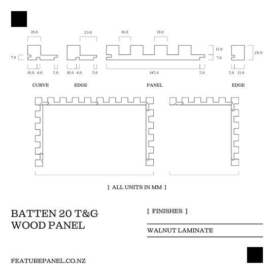 Batten Walnut T&G Wood Panel -  Batten 20