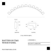 Batten Walnut T&G Wood Panel -  Batten 20