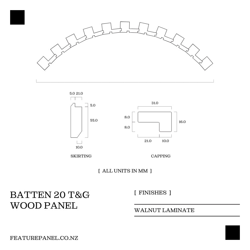Batten Walnut T&G Wood Panel -  Batten 20