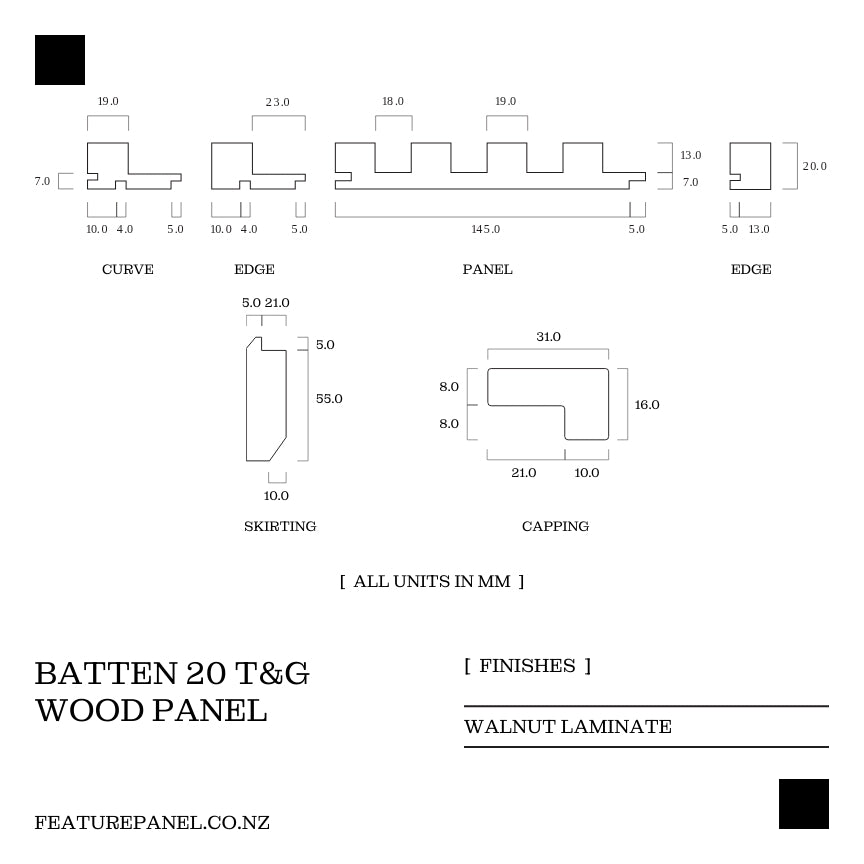 Batten Walnut T&G Wood Panel -  Batten 20