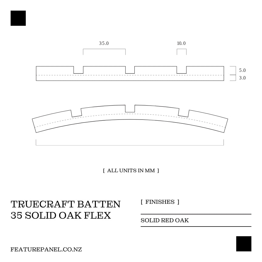 TrueCraft Batten 35 Solid Wood Panel - Batten 35 Solid Oak Flex