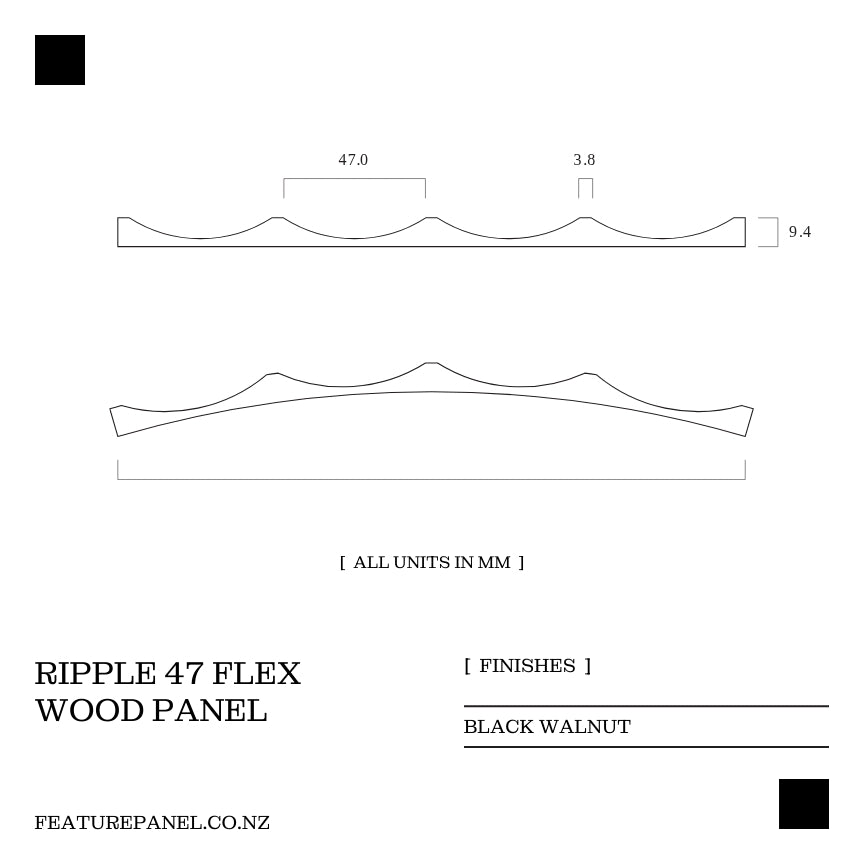 Ripple Flex Black Walnut Wood Panel - Ripple 47 Flex